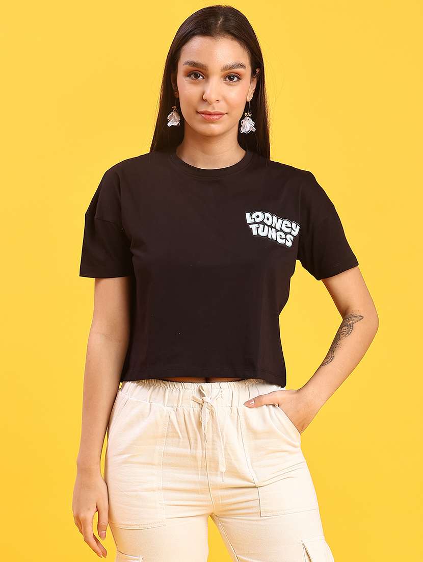 women printed short sleeve crop t-shirt - 22066389 -  Standard Image - 1