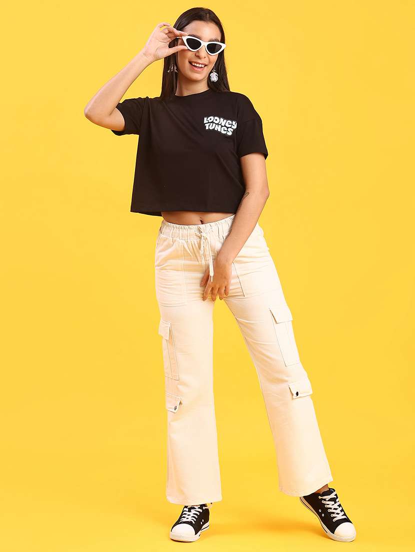 women printed short sleeve crop t-shirt - 22066389 -  Standard Image - 4