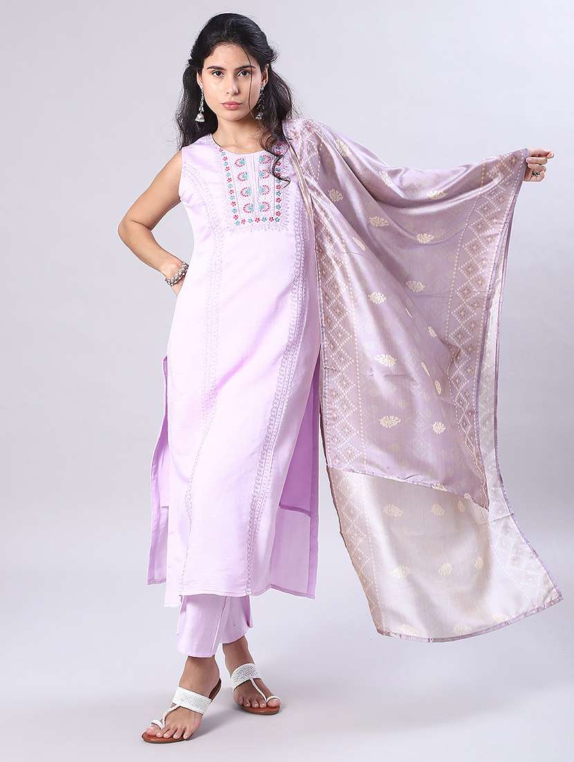 women embroidered sleeveless kurta and pant with dupatta - 22066428 -  Standard Image - 1