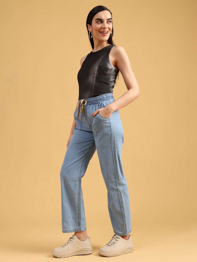 women solid mid rise straight trouser - 22066780 -  Standard Image - 4