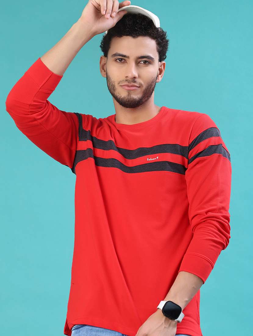 men striped long sleeve regular fit t-shirt