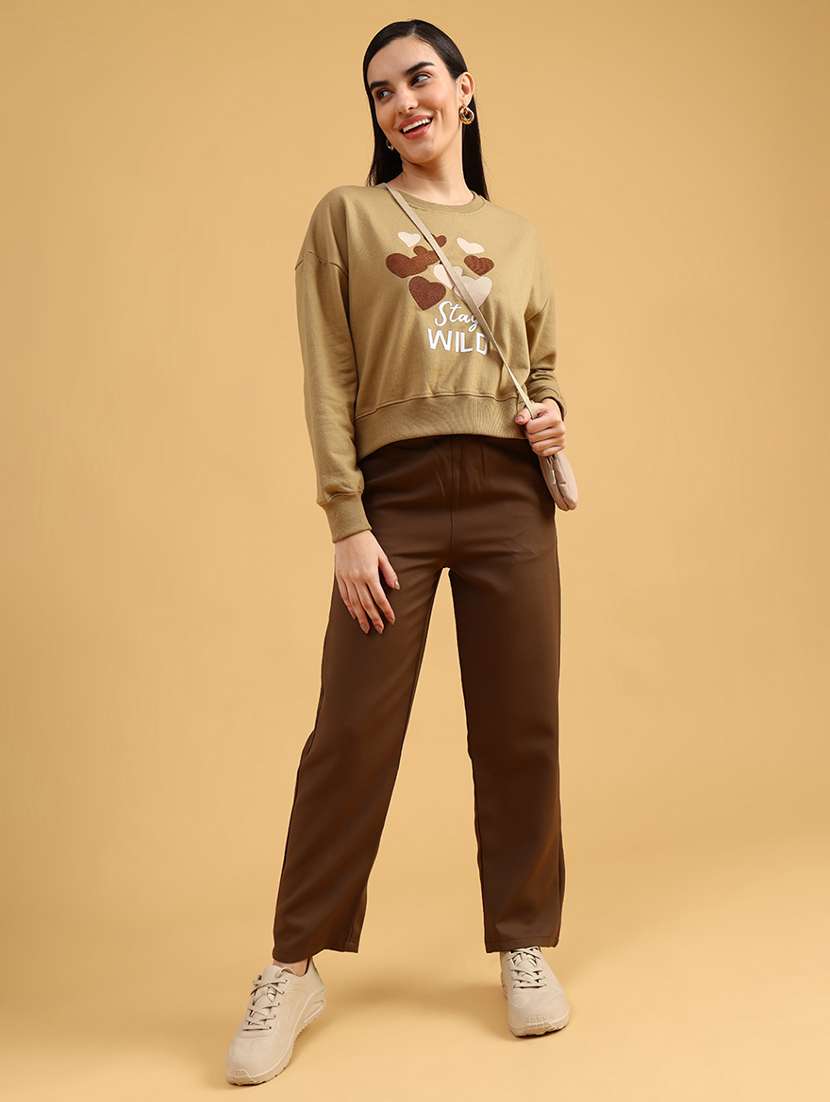 women solid mid rise straight trouser - 22066863 -  Standard Image - 4