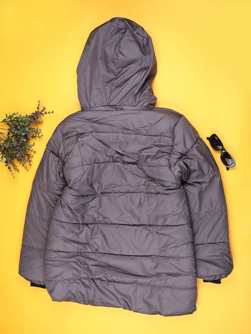 boys solid long sleeve hooded quiled acket - 22066883 -  Standard Image - 1