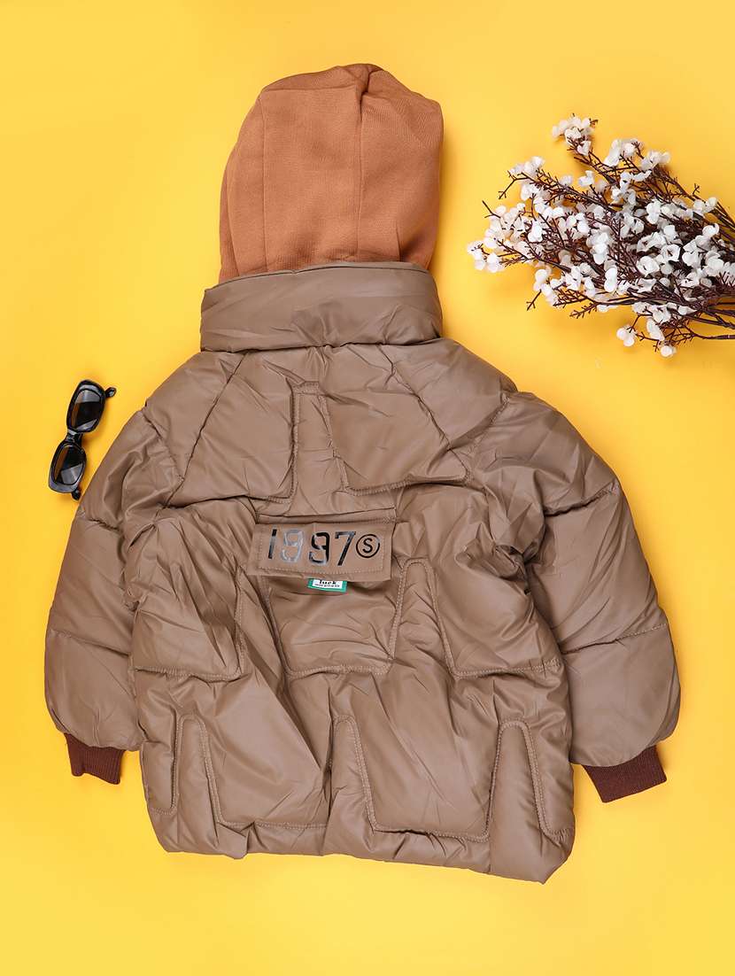 boys solid long sleeve hooded quiled acket - 22066884 -  Standard Image - 1