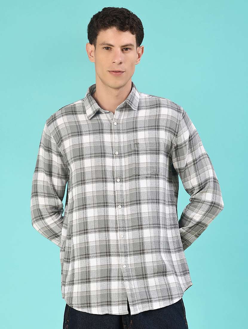 men checkered long sleeve regular fit casual shirt - 22066907 -  Standard Image - 1