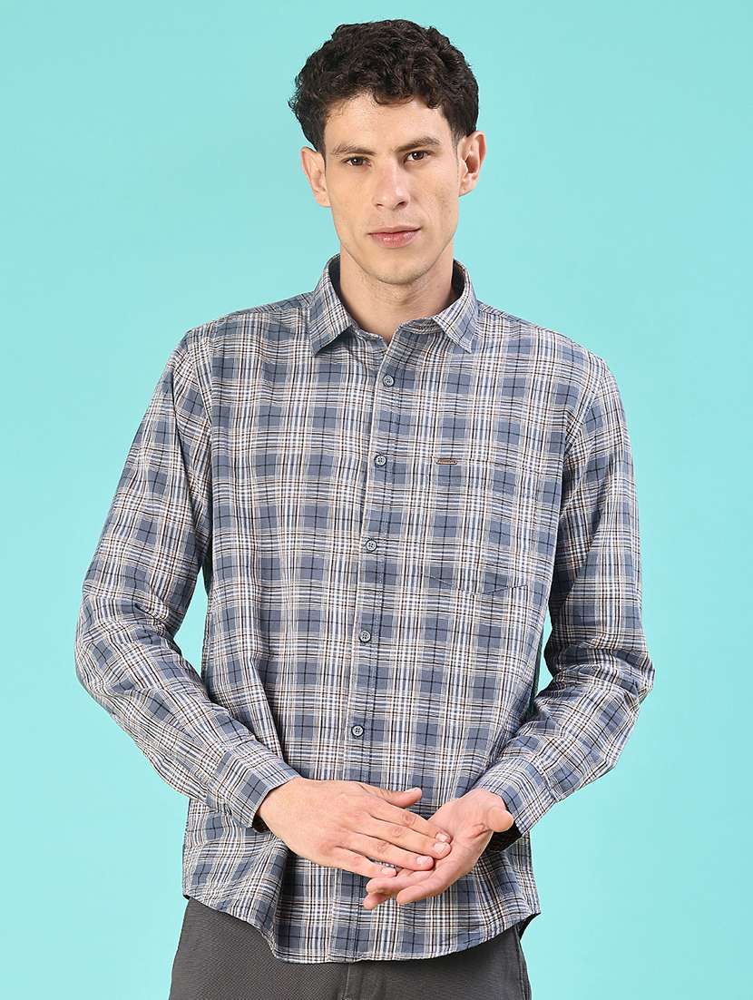 men checkered long sleeve regular fit casual shirt - 22066953 -  Standard Image - 1