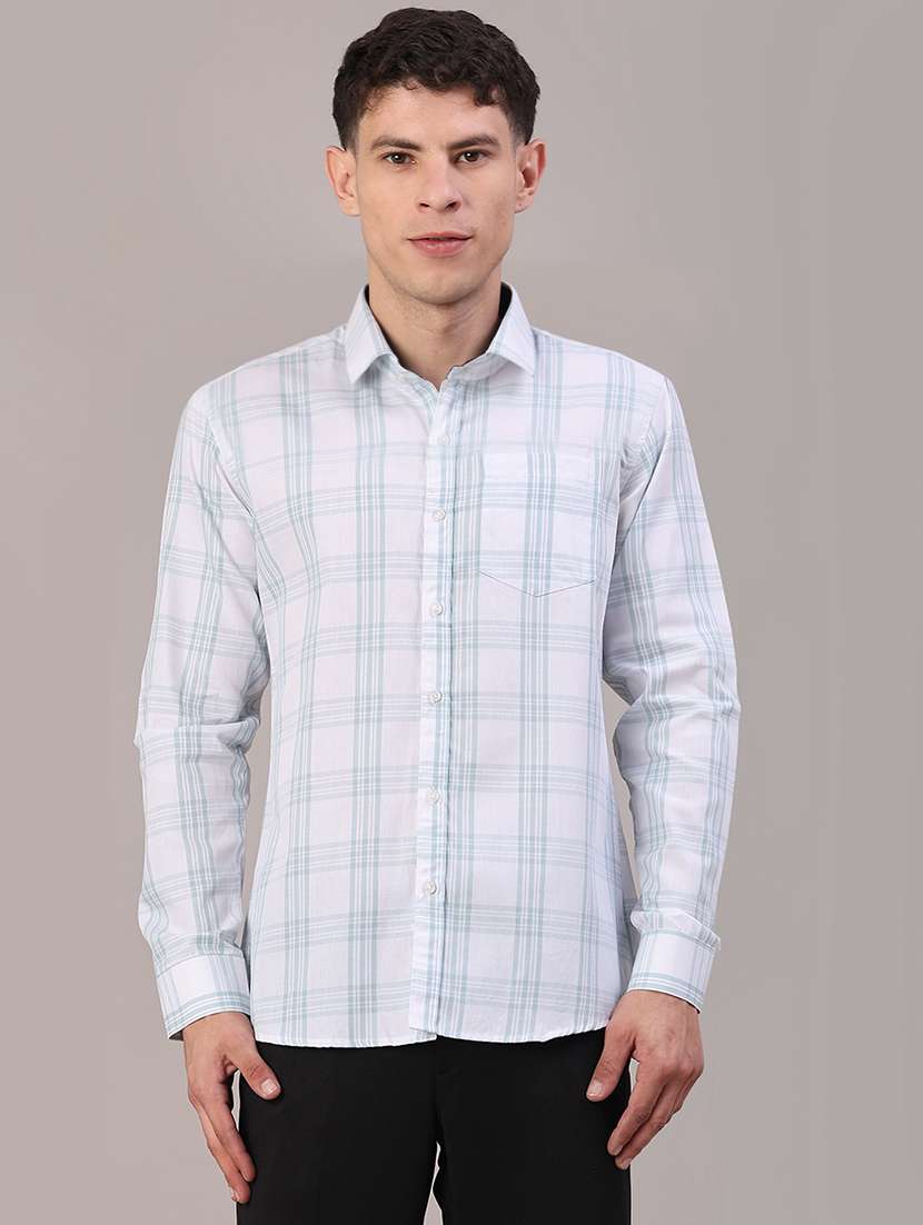 men checkered collared long sleeve shirt - 22067102 -  Standard Image - 1