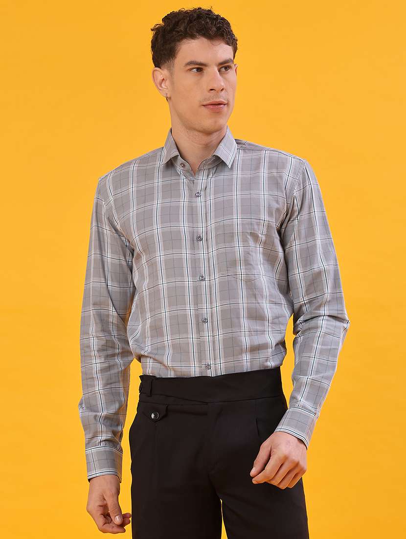 men checkered long sleeve regualr fit formal shirt - 22067104 -  Standard Image - 1