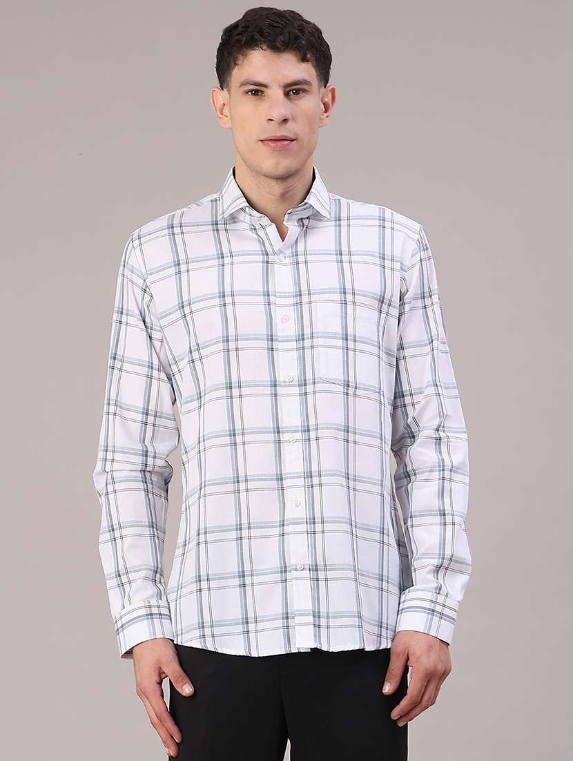 men checkered collared long sleeve shirt - 22067105 -  Standard Image - 1
