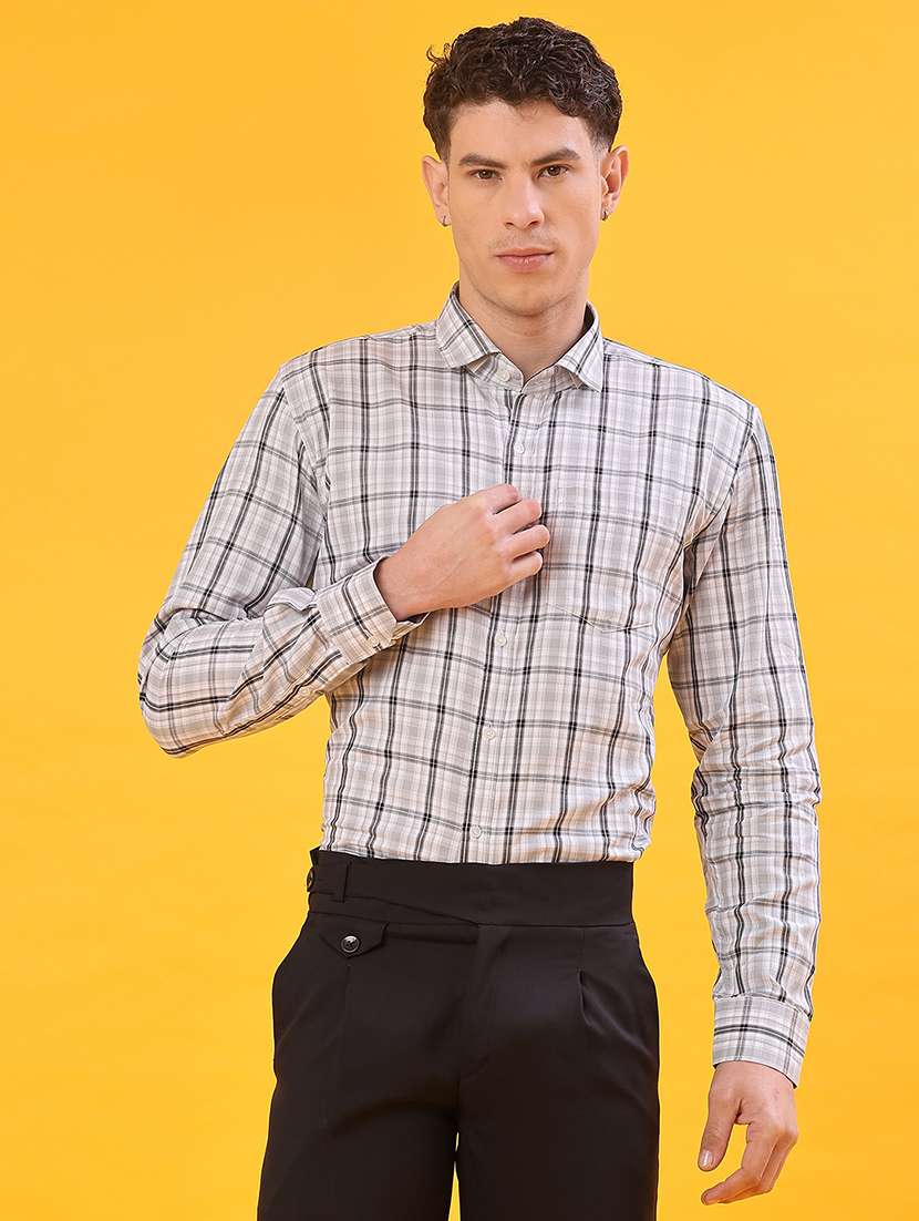 men checkered long sleeve regualr fit formal shirt - 22067107 -  Standard Image - 1