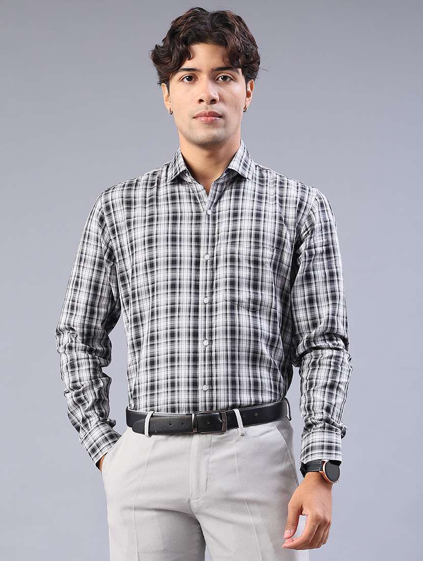 men checkered long sleeve regualr fit formal shirt - 22067108 -  Standard Image - 1
