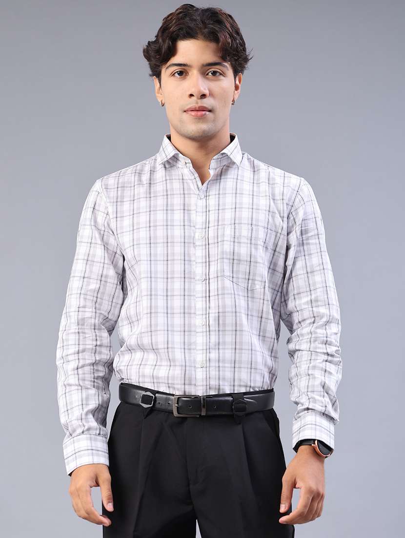 men checkered long sleeve regualr fit formal shirt - 22067110 -  Standard Image - 1
