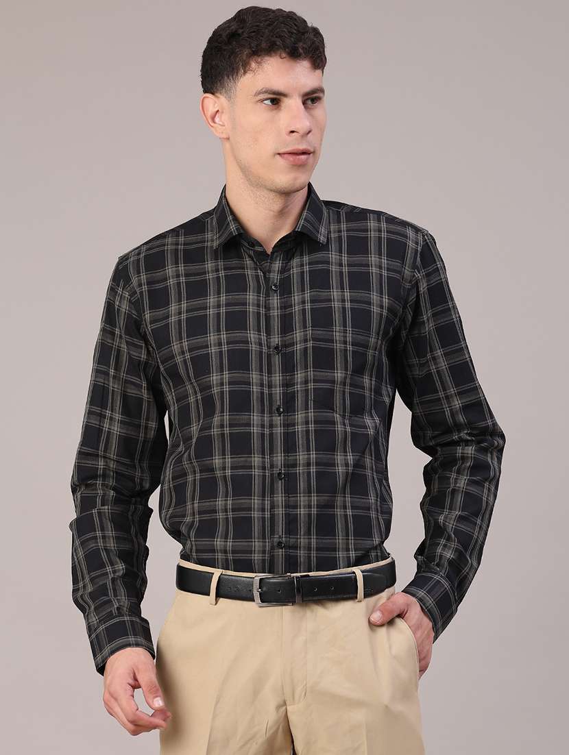 men checkered collared long sleeve shirt - 22067111 -  Standard Image - 1
