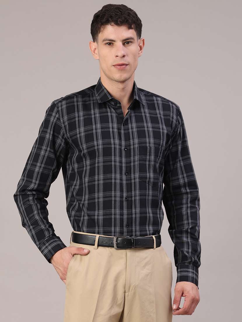 men checkered collared long sleeve shirt - 22067112 -  Standard Image - 1