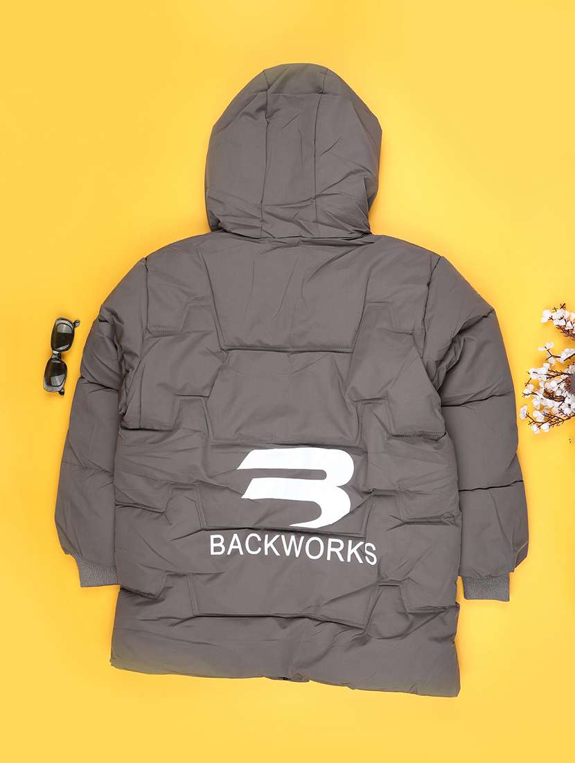 boys solid long sleeve hooded quiled acket - 22067130 -  Standard Image - 1