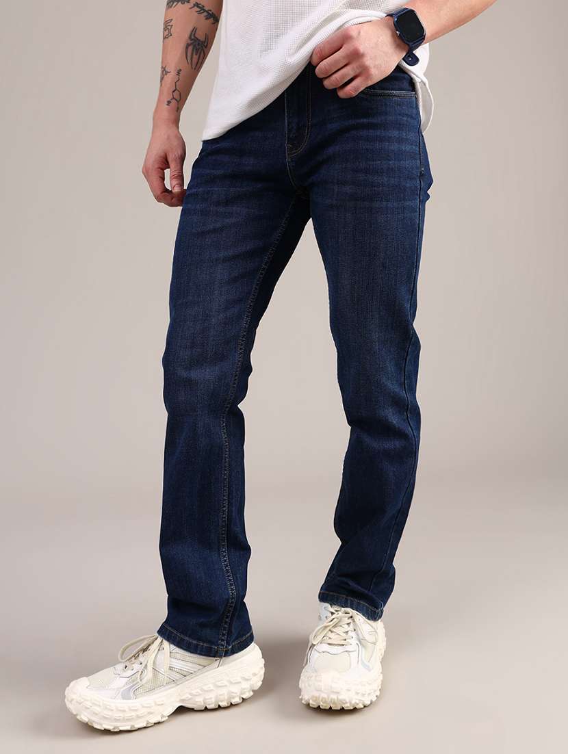 men solid mid rise slim fit jean