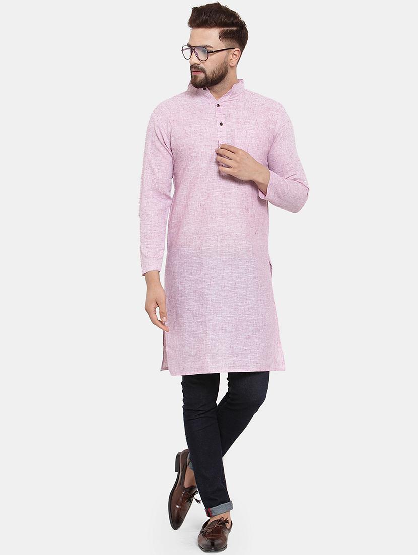 men solid mandarin neck long kurta - 22067471 -  Standard Image - 1