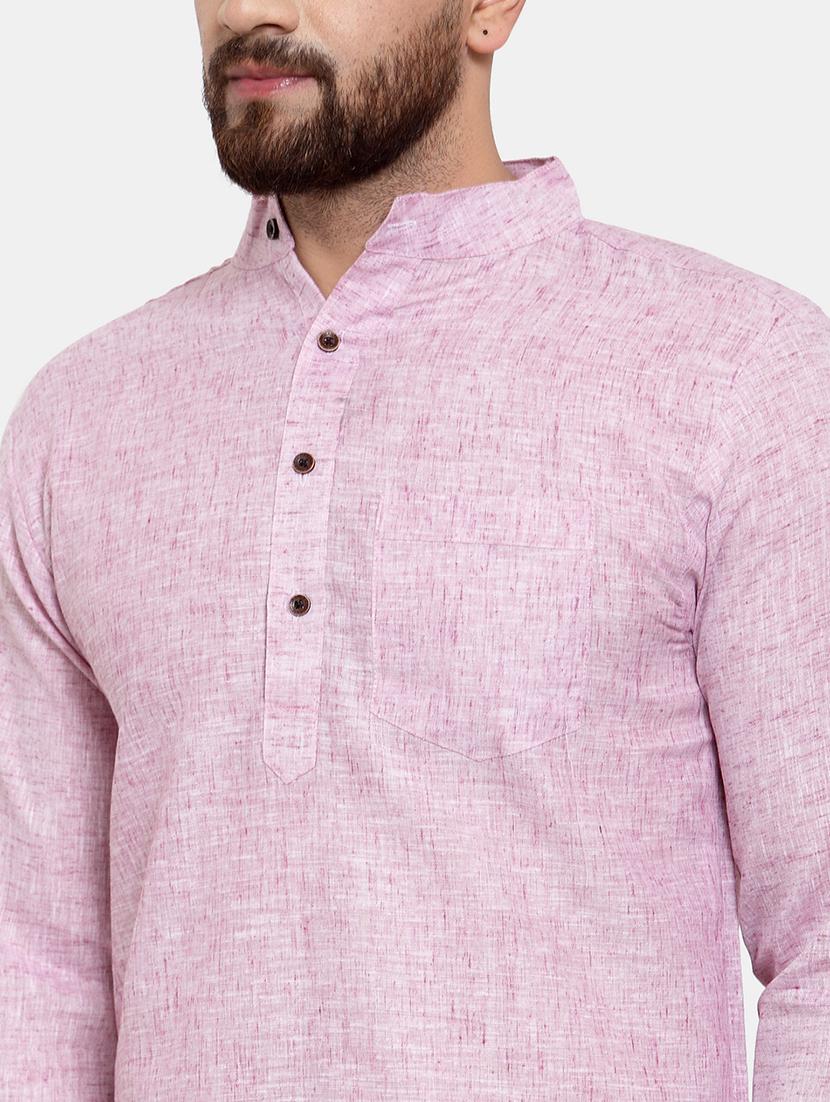 men solid mandarin neck long kurta - 22067471 - Standard Image - 4