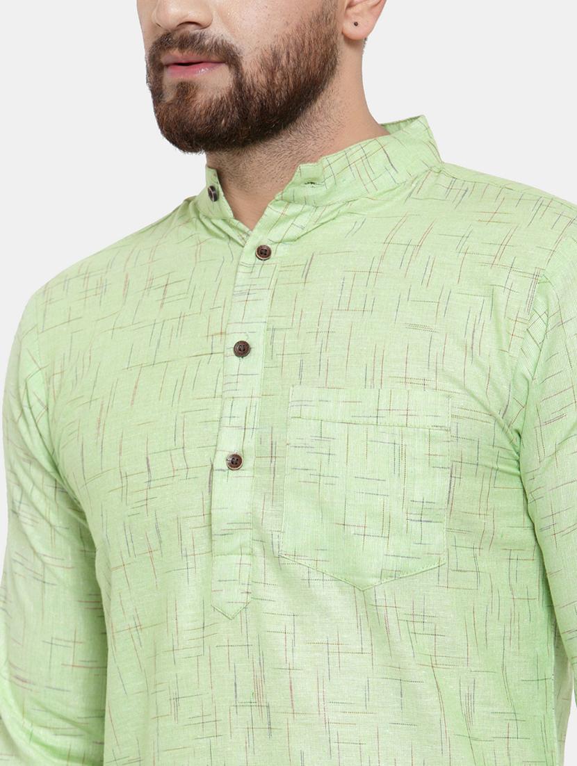 men solid mandarin neck long kurta - 22067472 - Standard Image - 4