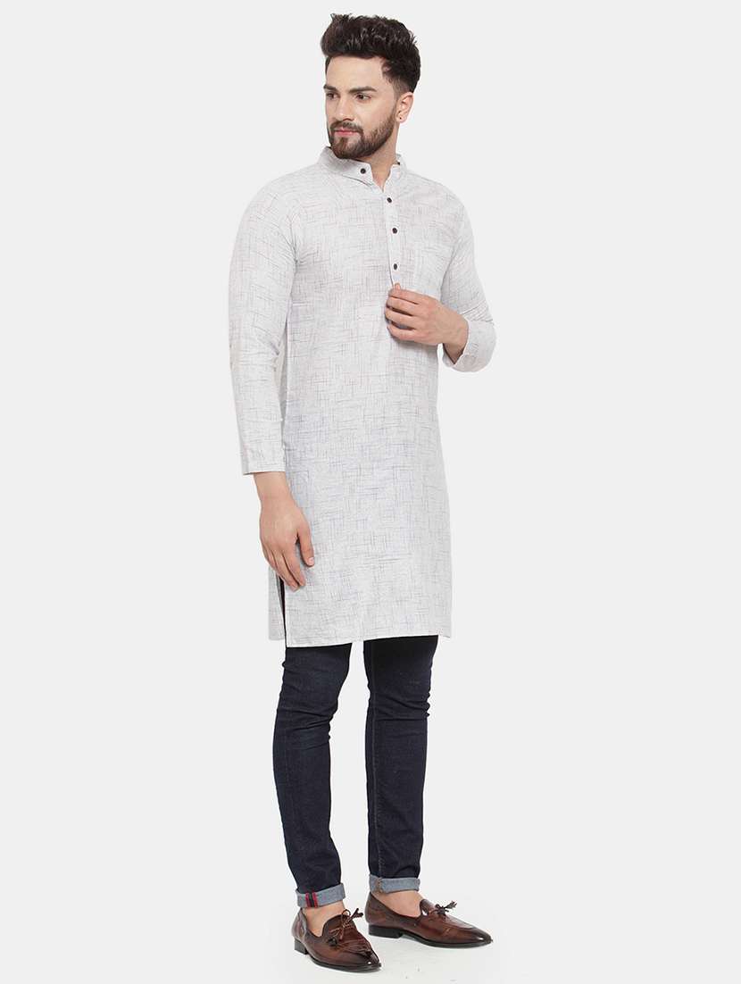 men solid mandarin neck long kurta - 22067473 - Standard Image - 1