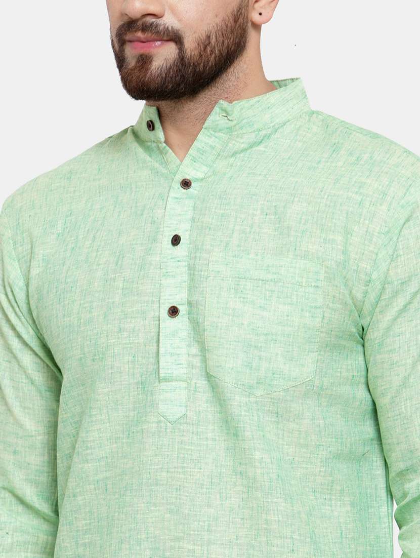 men solid mandarin neck long kurta - 22067475 - Standard Image - 4