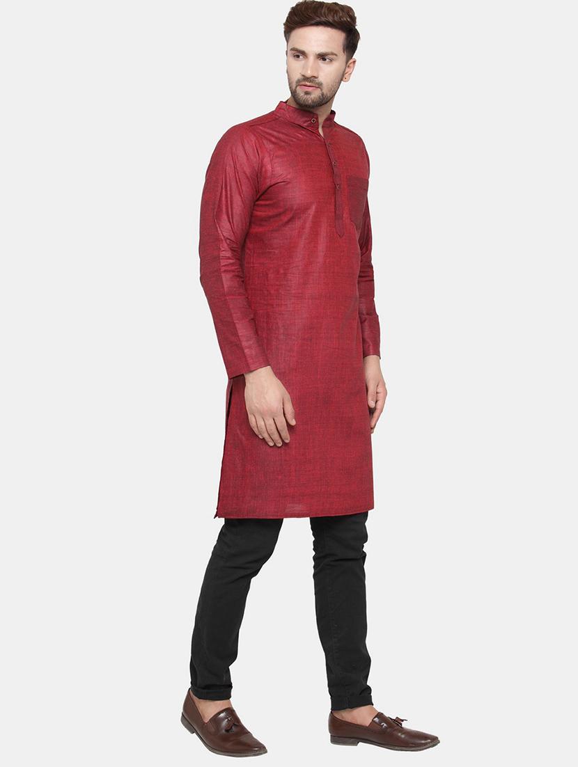 men solid mandarin neck long kurta - 22067478 - Standard Image - 1