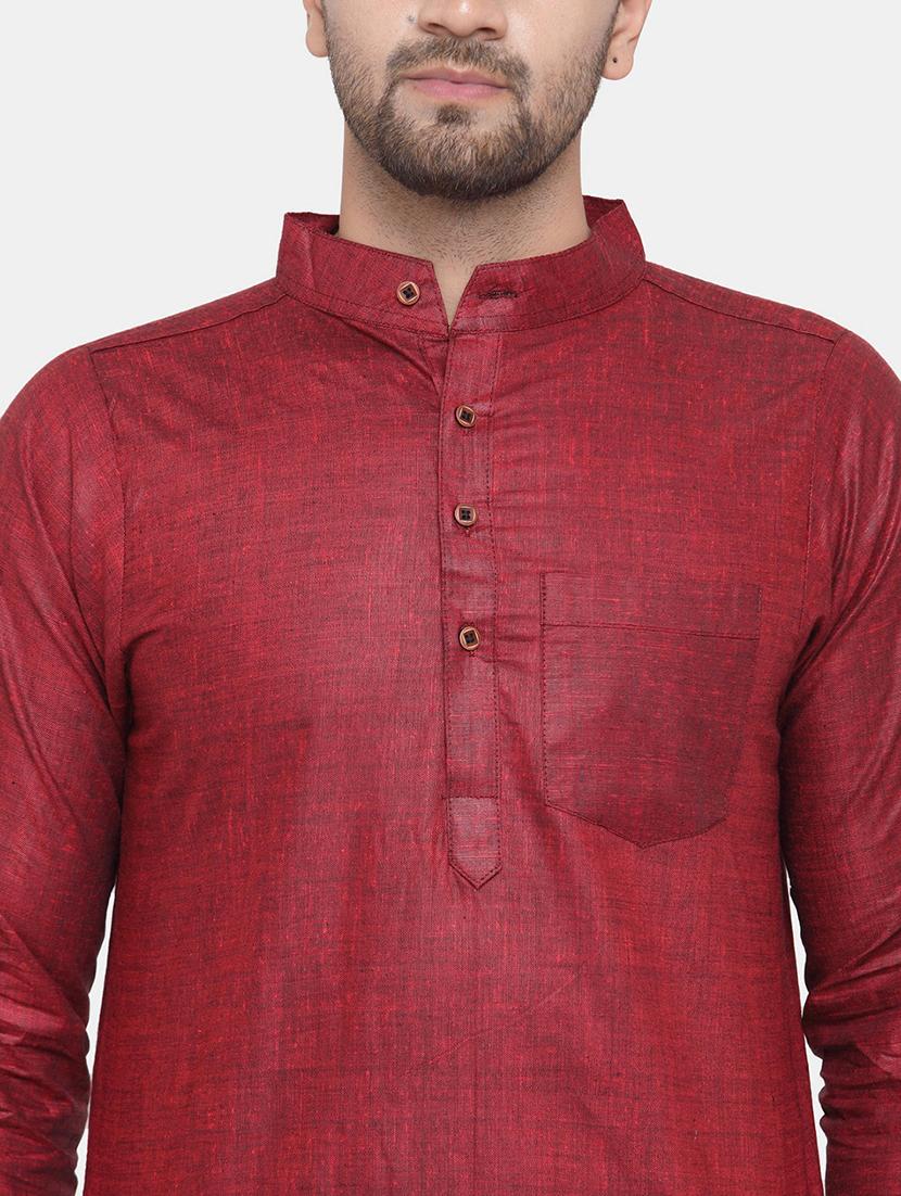 men solid mandarin neck long kurta - 22067478 - Standard Image - 4