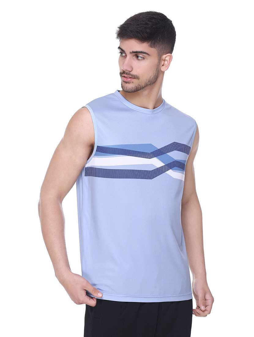 men printed sleeveless regular fit t-shirt - 22067512 - Standard Image - 1