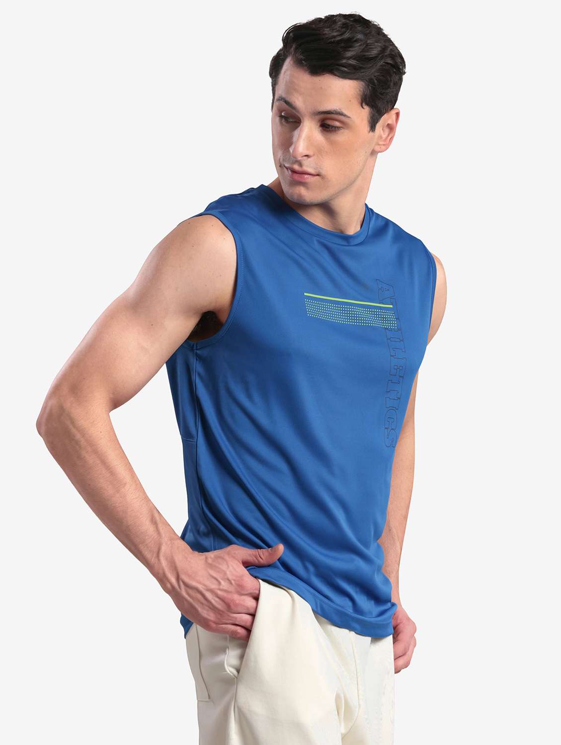 men printed sleeveless regular fit t-shirt - 22067515 -  Standard Image - 1