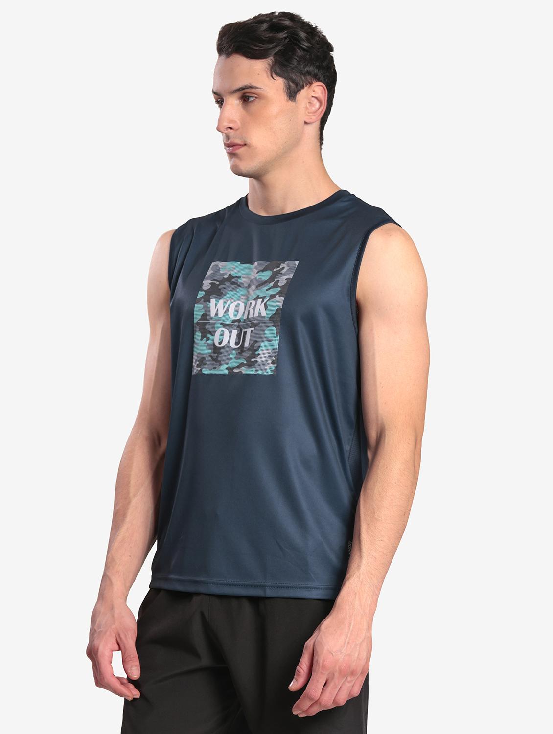 men printed sleeveless regular fit t-shirt - 22067518 - Standard Image - 1