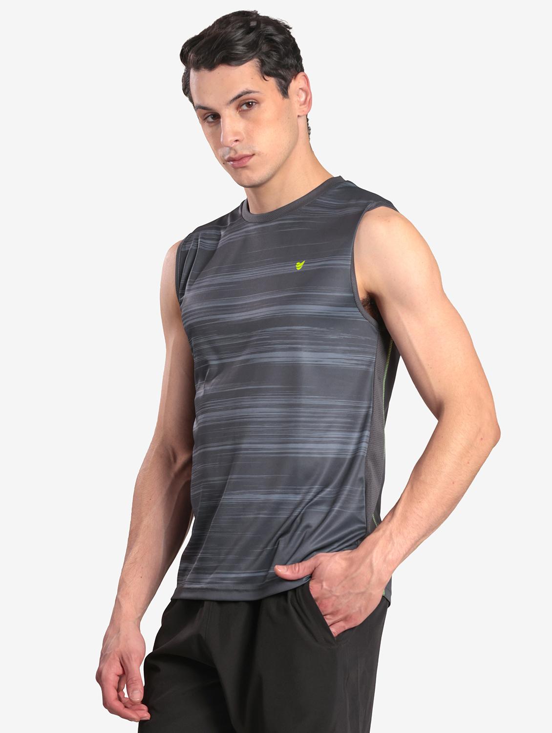 men printed sleeveless regular fit t-shirt - 22067524 - Standard Image - 1