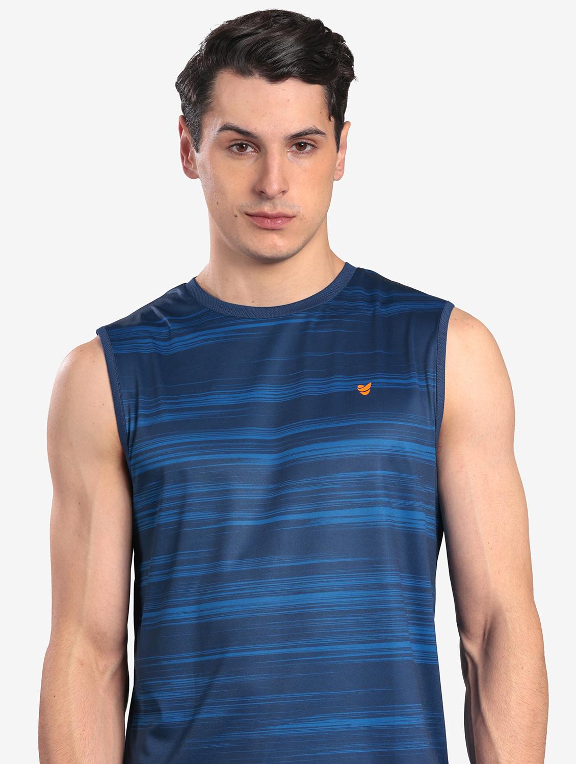 men printed sleeveless regular fit t-shirt - 22067525 - Standard Image - 1