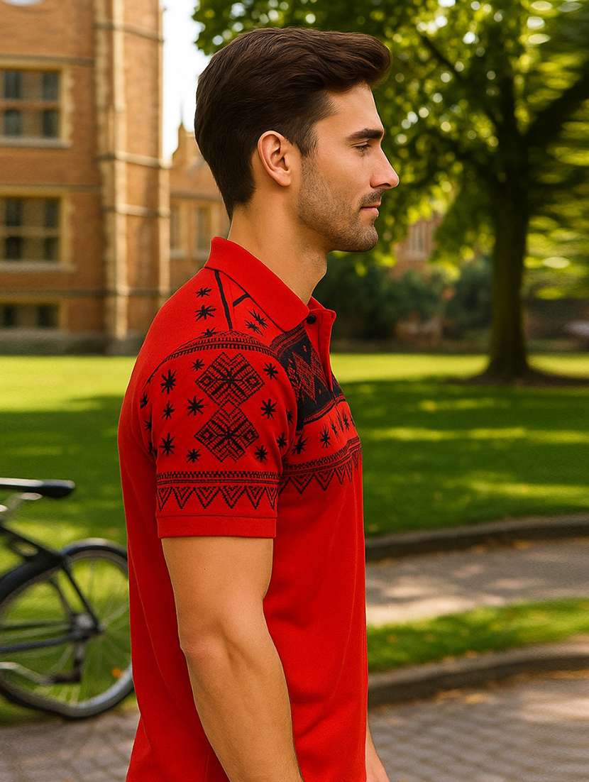 men printed short sleeve regular fit polo t-shirt - 22067526 -  Standard Image - 1