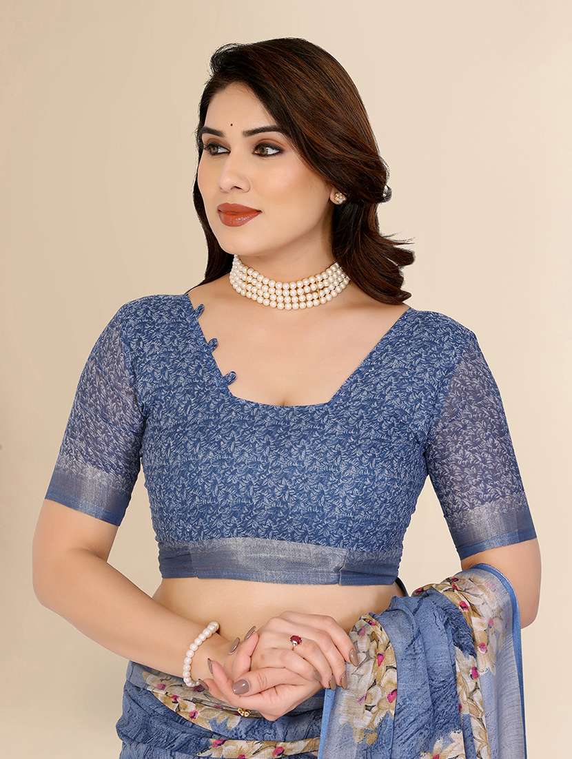 women printed casual wear saree with blouse - 22067586 -  Standard Image - 4