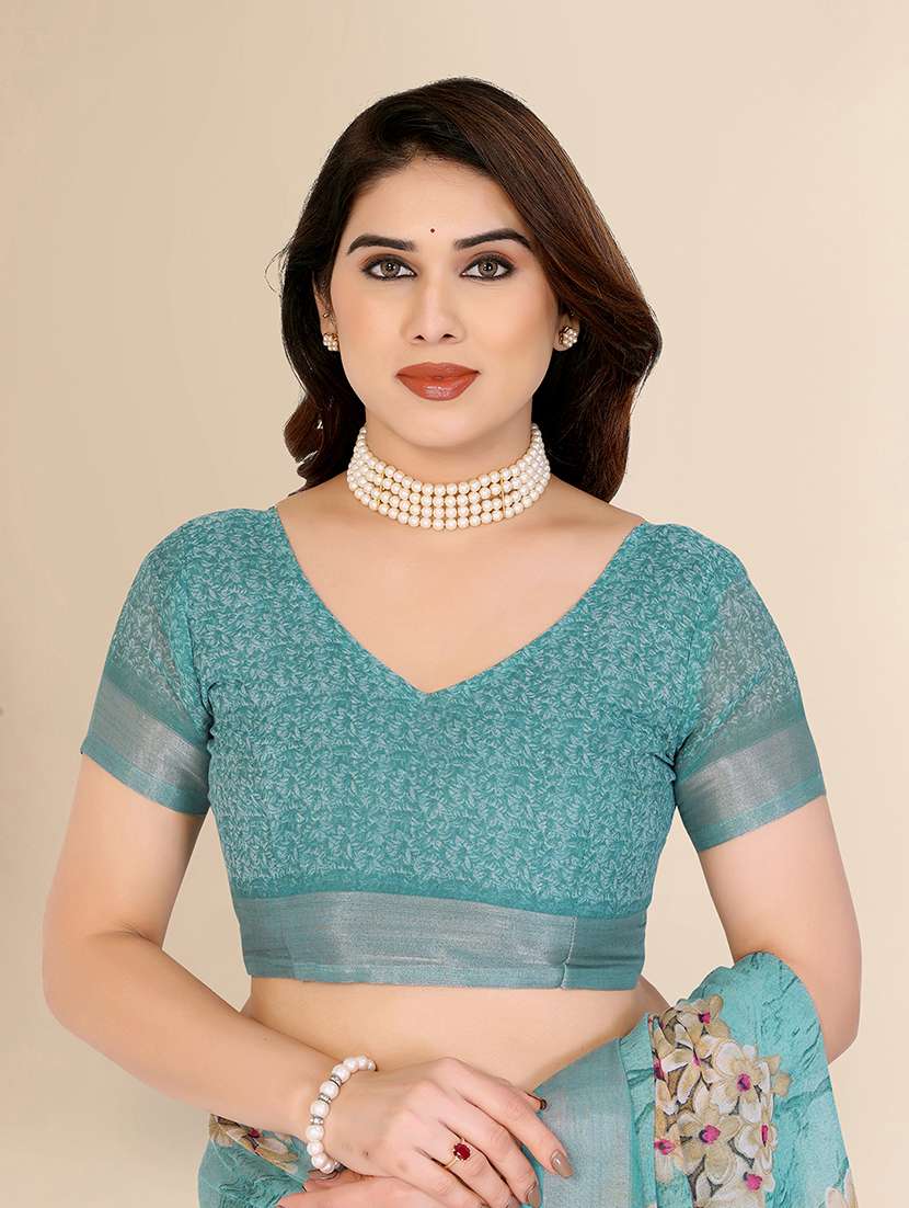 women printed casual wear saree with blouse - 22067589 -  Standard Image - 4