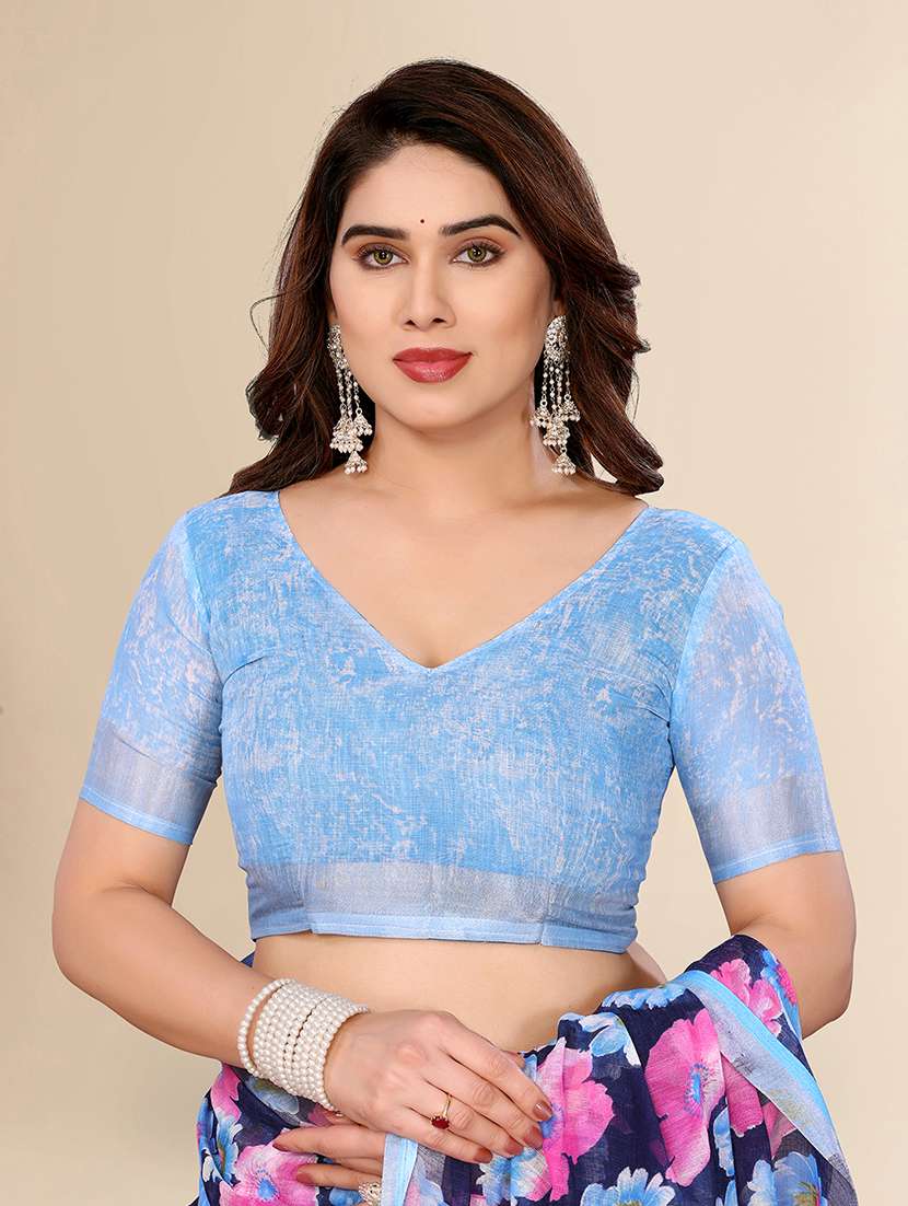 women printed casual wear saree with blouse - 22067592 - Standard Image - 4