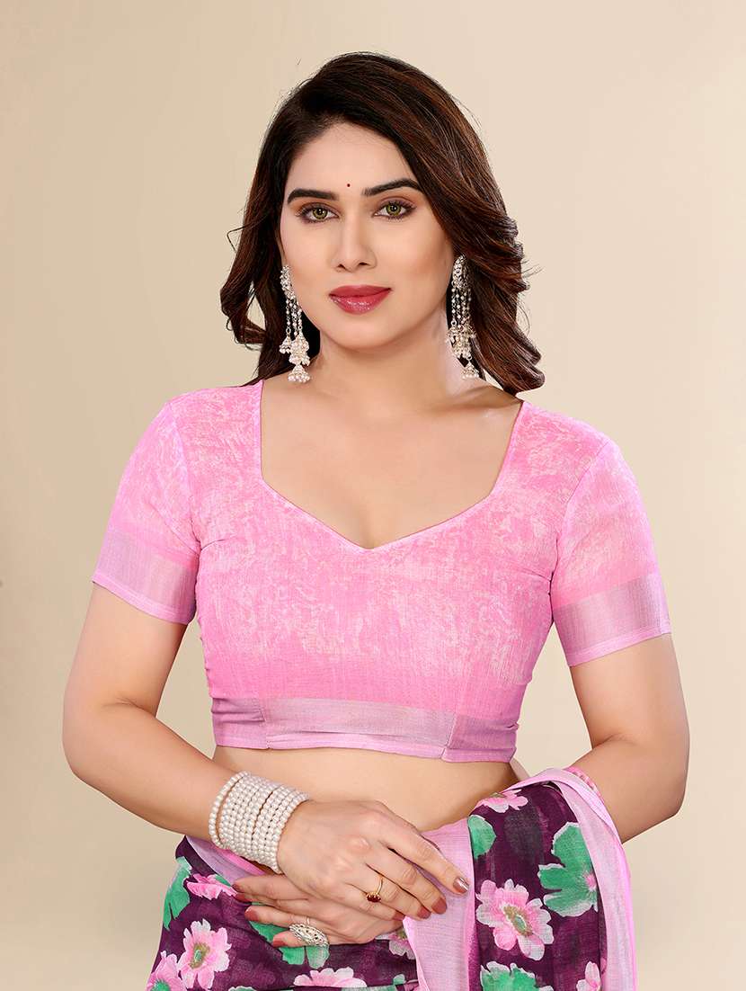 women printed casual wear saree with blouse - 22067593 - Standard Image - 4