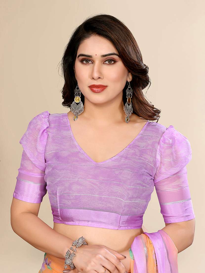 women printed casual wear saree with blouse - 22067599 -  Standard Image - 4