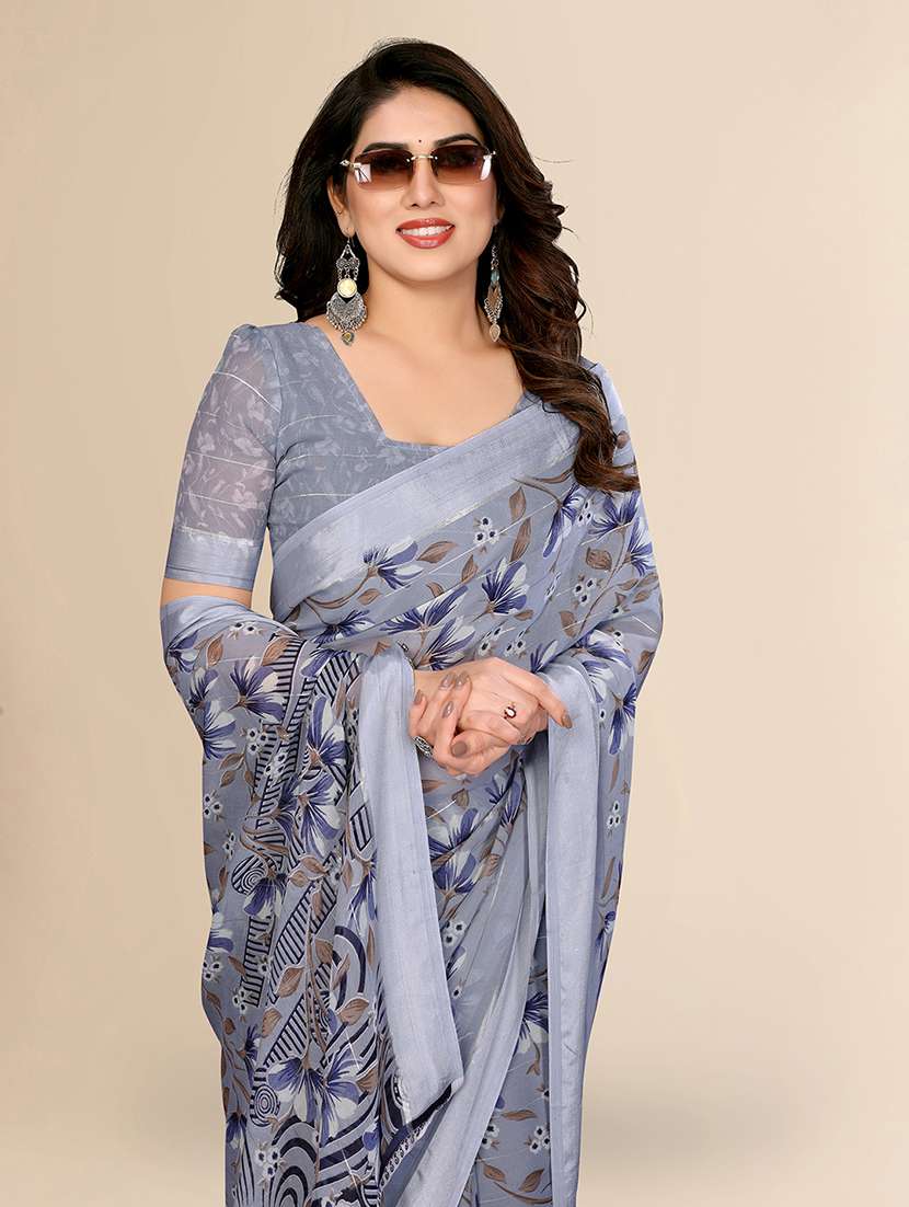 women printed casual wear saree with blouse - 22067603 -  Standard Image - 1