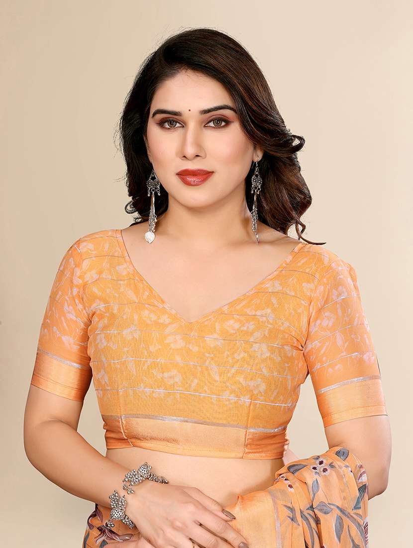 women printed casual wear saree with blouse - 22067607 -  Standard Image - 4