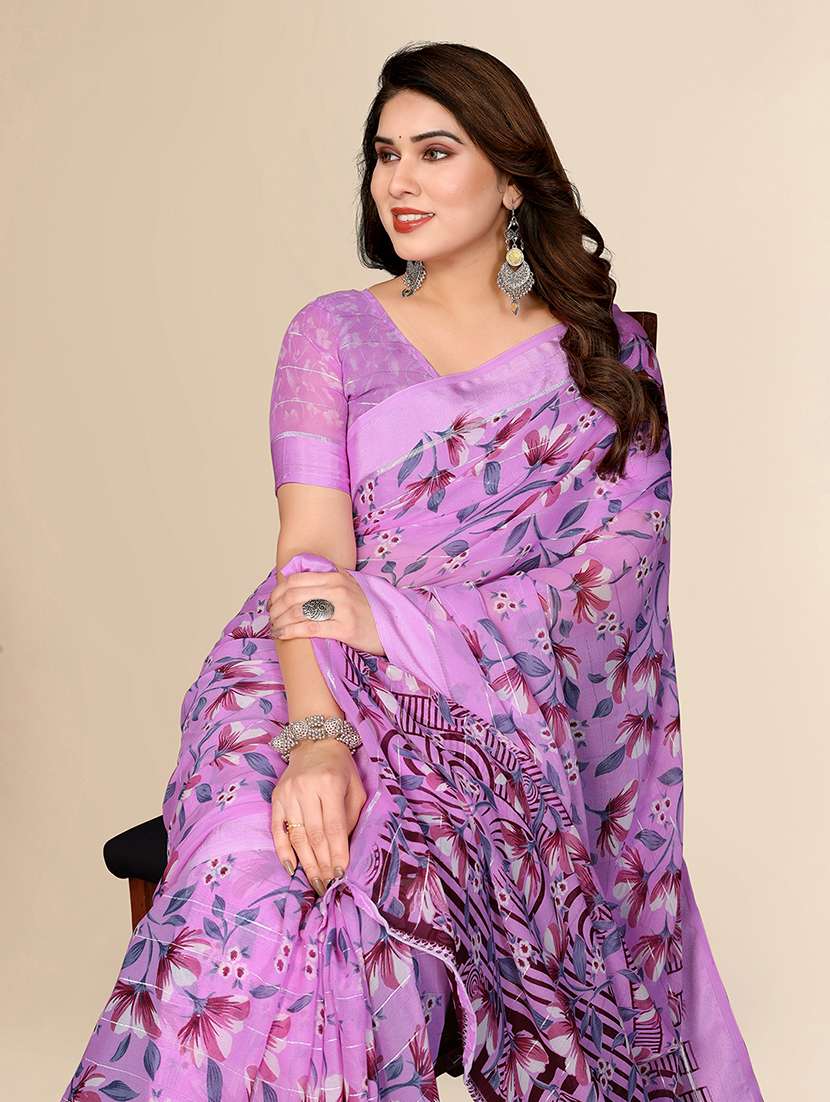 women printed casual wear saree with blouse - 22067608 -  Standard Image - 4