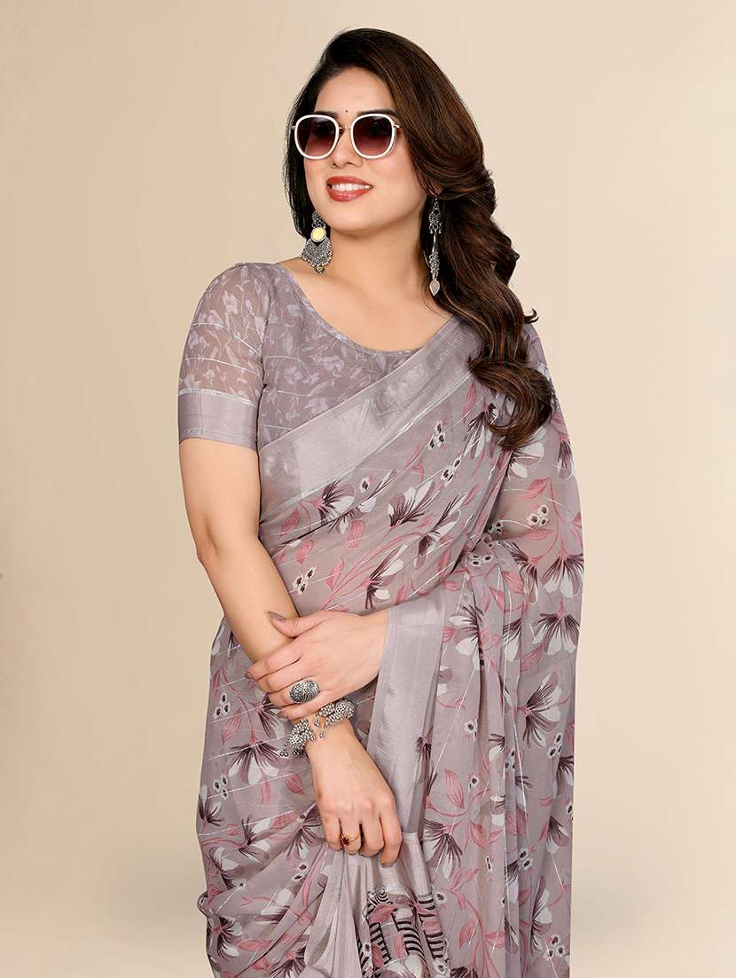 women printed casual wear saree with blouse - 22067609 -  Standard Image - 1