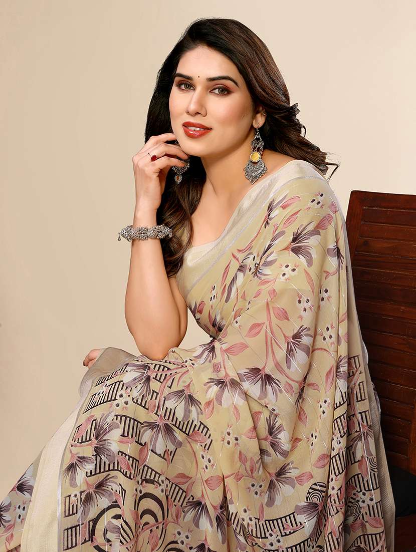 women printed casual wear saree with blouse - 22067610 -  Standard Image - 1