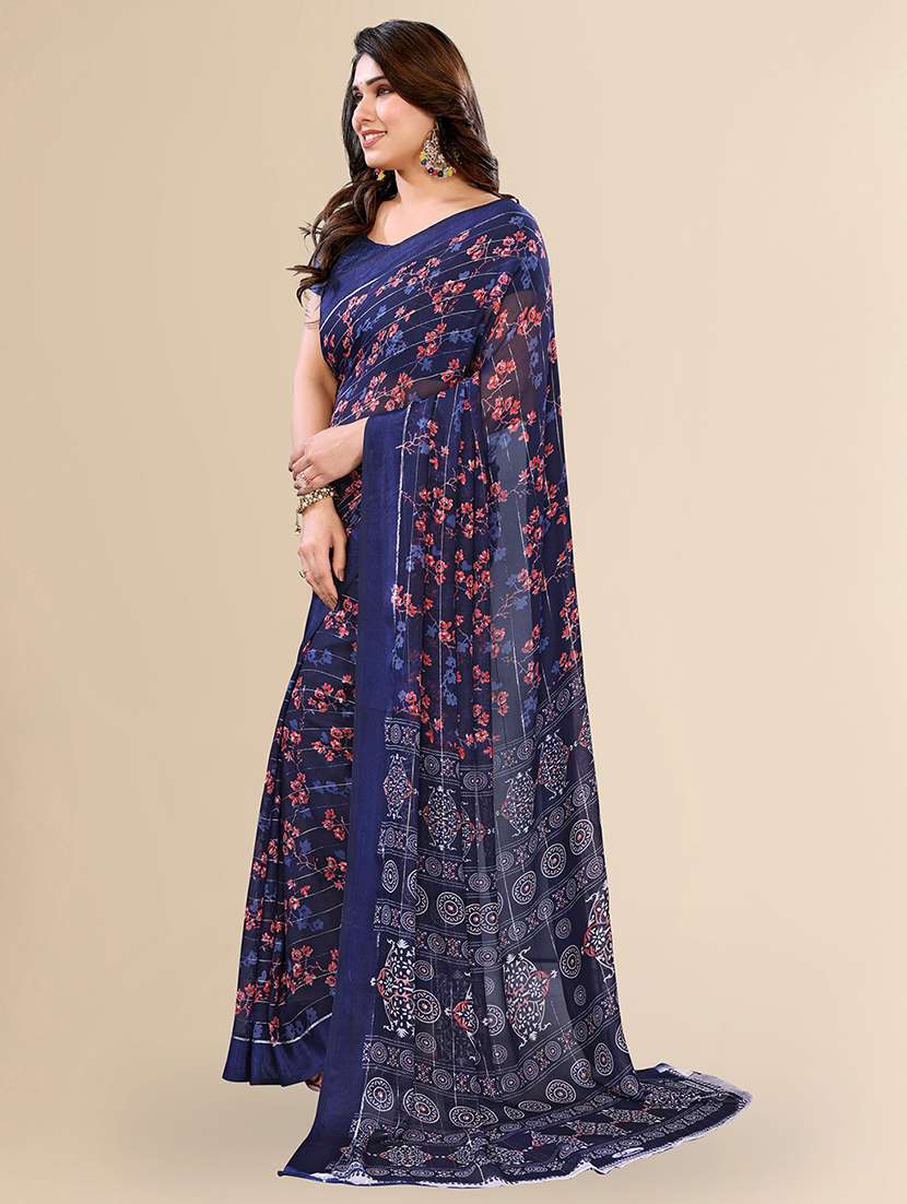 women printed casual wear saree with blouse - 22067611 -  Standard Image - 1