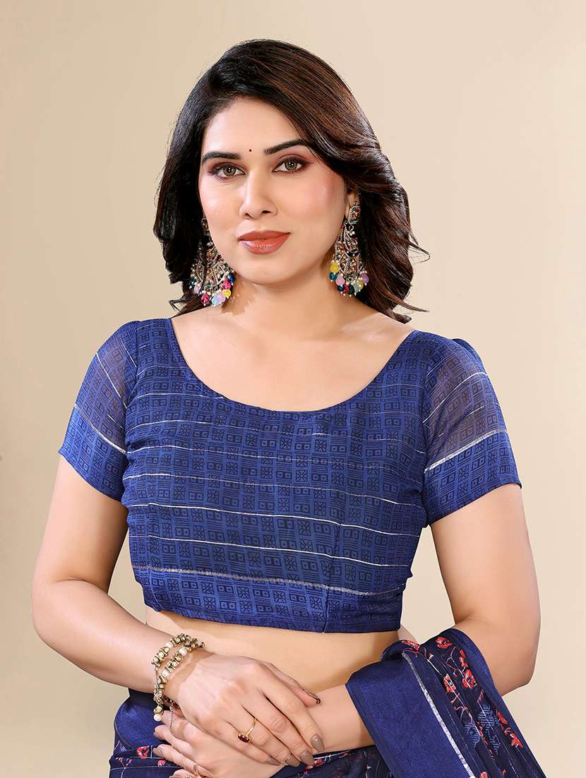 women printed casual wear saree with blouse - 22067611 -  Standard Image - 4