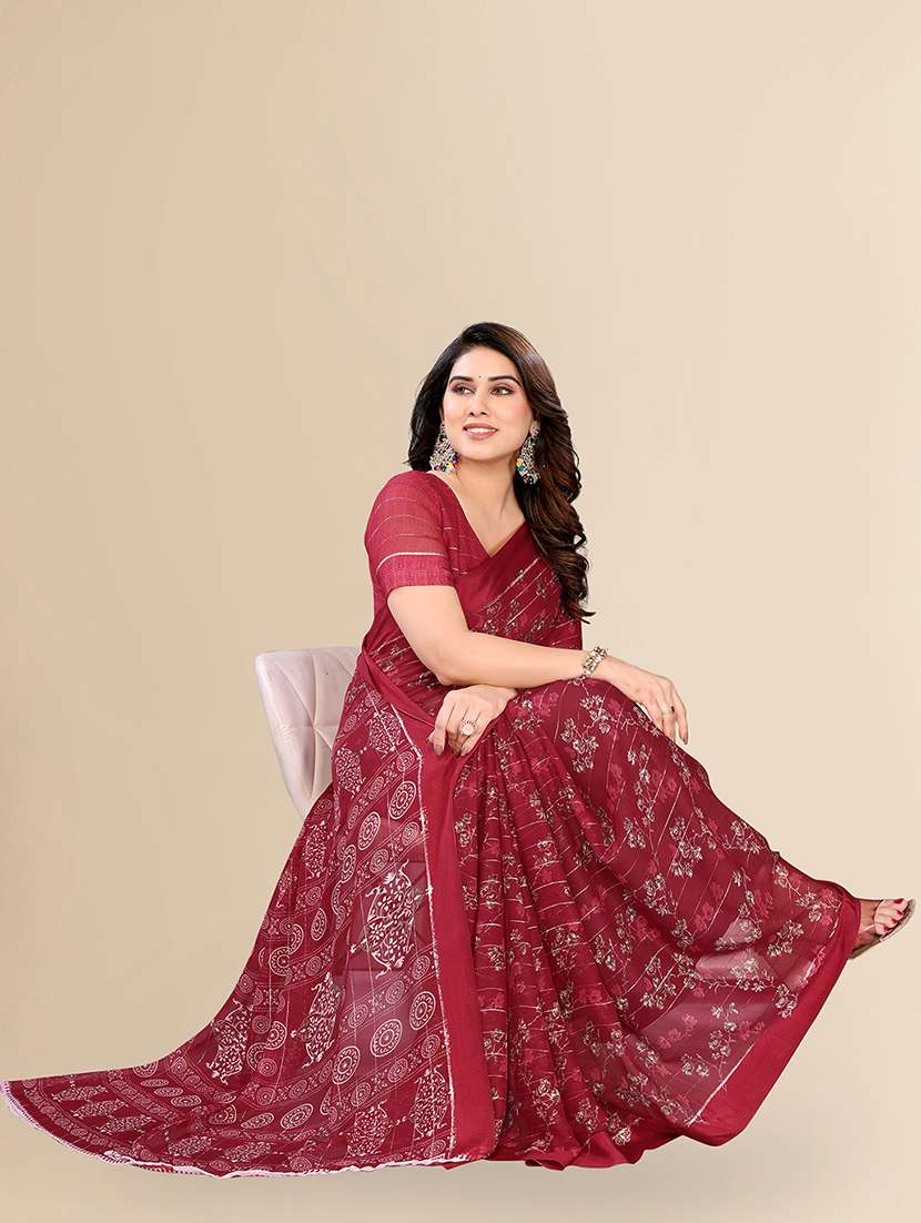 women printed casual wear saree with blouse - 22067612 -  Standard Image - 4