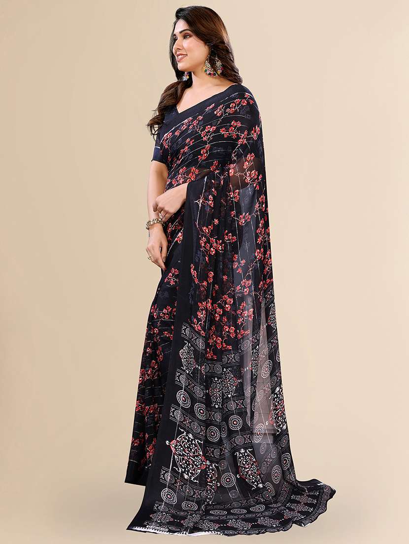 women printed casual wear saree with blouse - 22067616 - Standard Image - 1