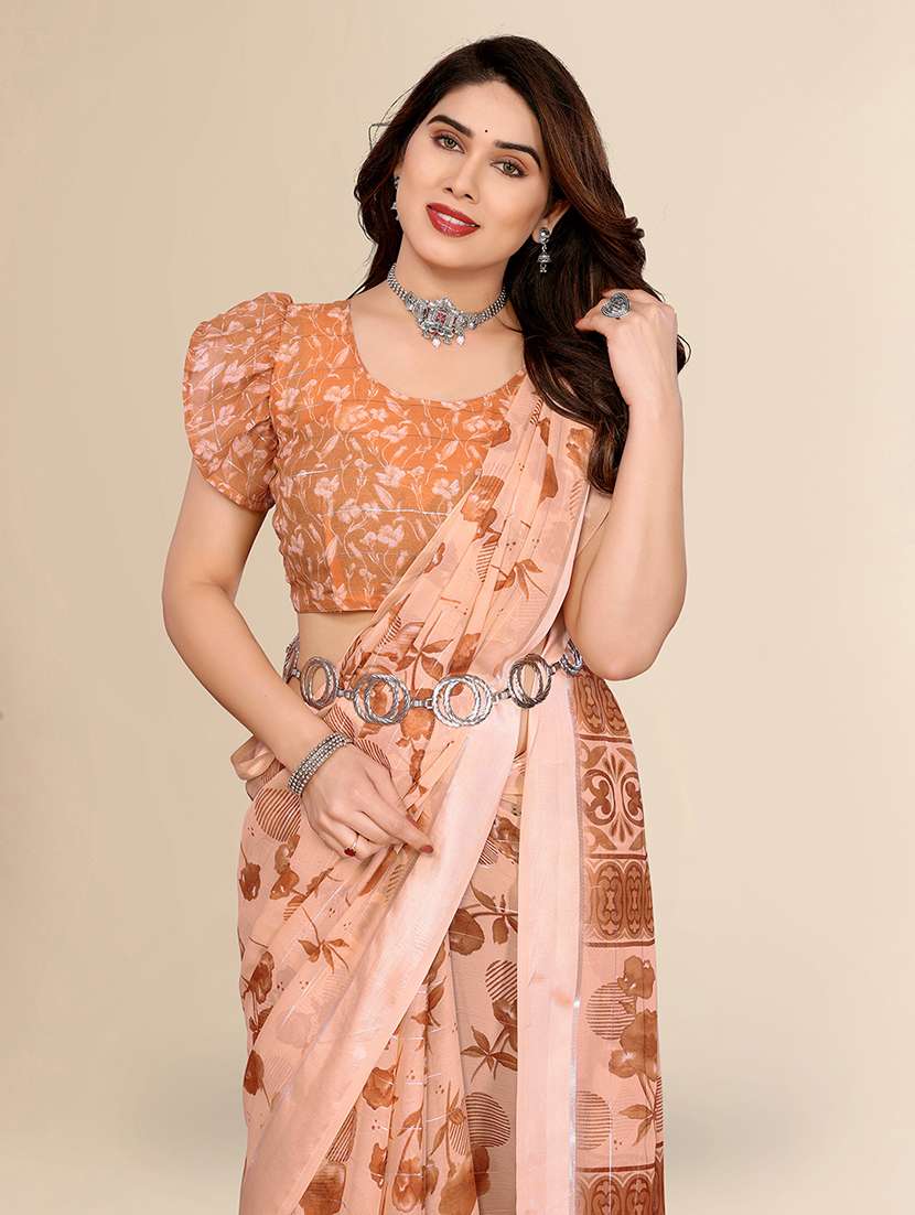 women printed casual wear saree with blouse - 22067623 -  Standard Image - 1