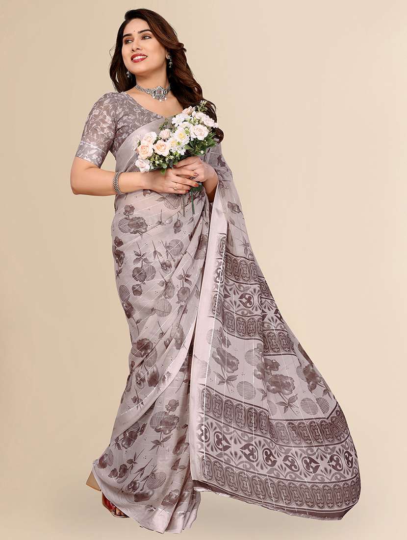 women printed casual wear saree with blouse - 22067624 -  Standard Image - 1