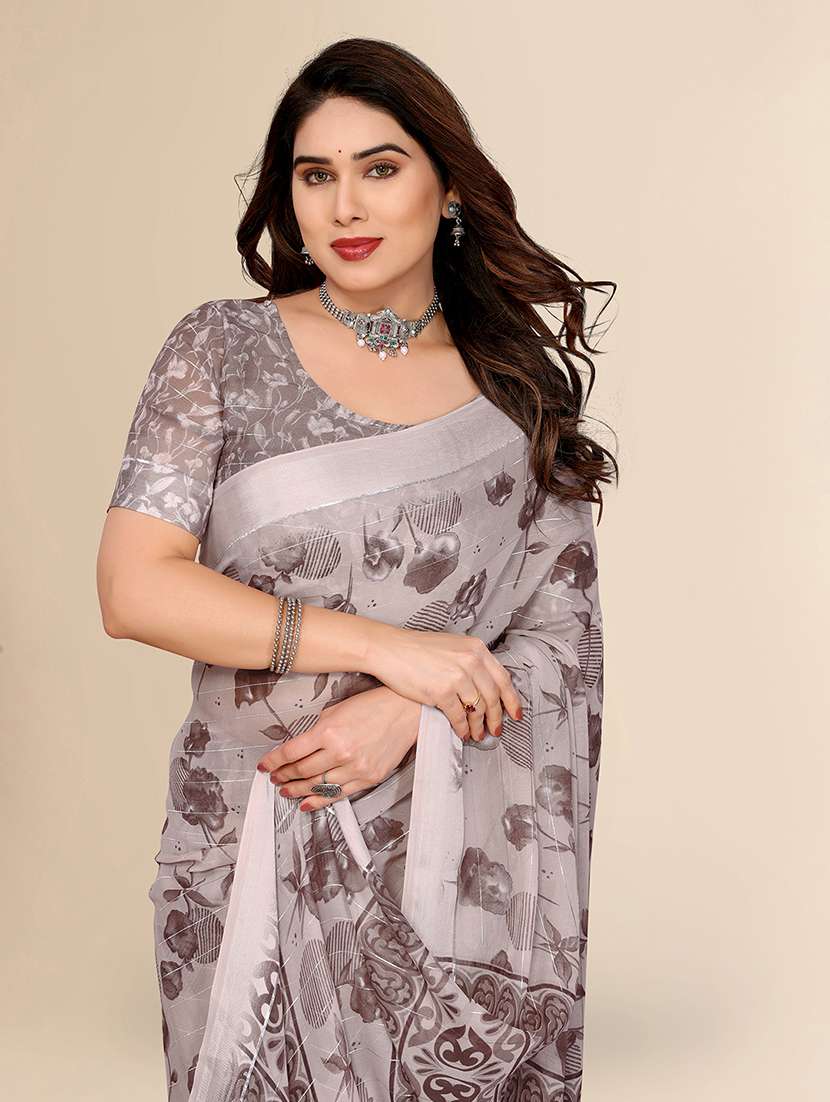 women printed casual wear saree with blouse - 22067624 -  Standard Image - 4